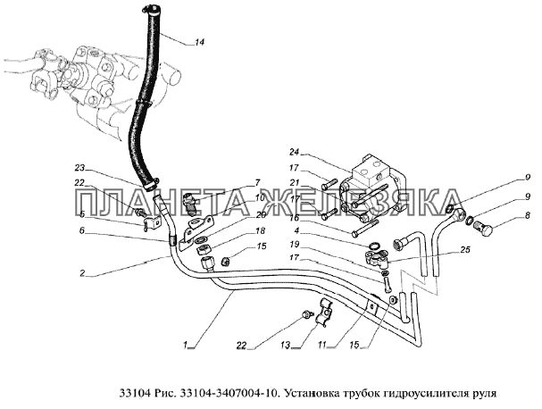 Установка трубок гидроусилителя руля ГАЗ-33104 Валдай Евро 3